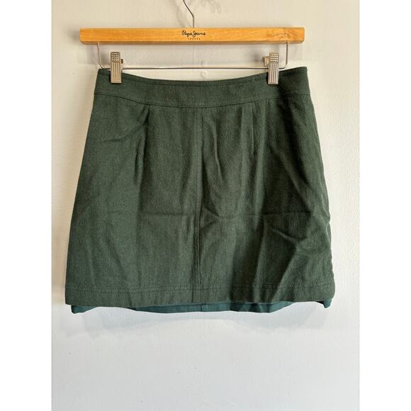 Madewell Uptown Mini Skirt Womens sz 2 Wool Blend Zippers Forest / Army Green - Picture 4 of 4